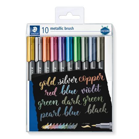 Dekoračný popisovač, 1-6mm, kužeľový hrot, STAEDTLER "Design Journey Metallic Brush", 10 r 1