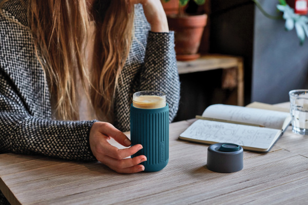 Cestovný sklenený hrnček 340 ml Black+Blum tyrkysová 6