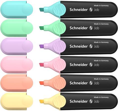 Zvýrazňovač, sada, 1-5 mm, SCHNEIDER "Job Pastel", 6 rôznych pastelových farieb 1