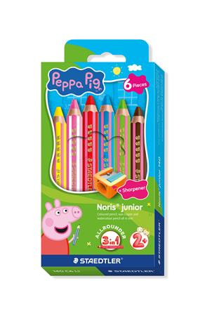 Farebné ceruzky, sada, šesťhranné, jumbo, STAEDTLER „Noris® junior 140", Peppa Pig, 6 fari