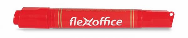 Permanentný popisovač, 0,8/6,0 mm, kužeľový/zrezaný, obojstranný, FLEXOFFICE "PM04", červe