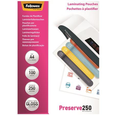 Laminovacia fólia, 250 mikr., A4, lesklá, 100 ks, FELLOWES 1