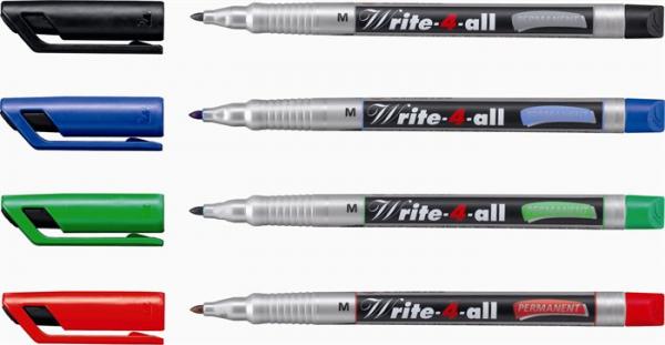 Permanentný popisovač, 1 mm, kužeľový hrot, STABILO "Write-4-all", M, čierny 2