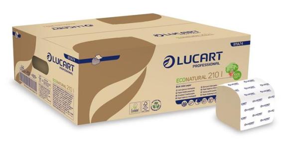 Toaletný papier, skladaný, 2 vrstvy, 210 listov/bal., LUCART "EcoNatural", havana hnedá 1