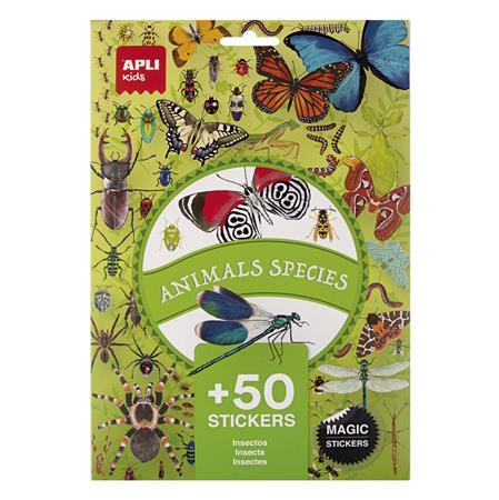 Nálepky, znova použiteľné, 50 ks, APLI Kids "Stickers", hmyz 1
