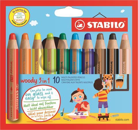 Farebná ceruzka, hrubá, STABILO "Woody", 10 rôznych farieb 1