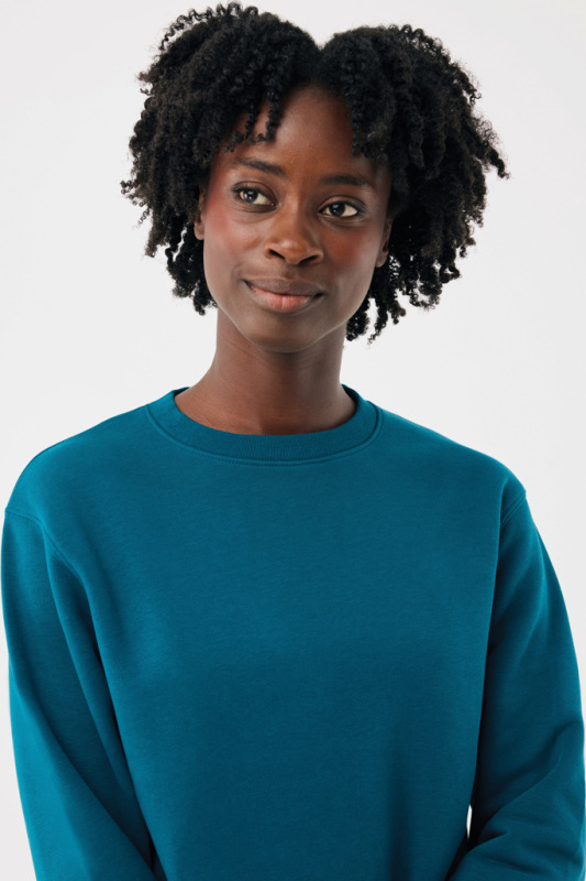 IQONIQ Toria Unisex mikina s okrúhl. výstrihom z rec. bavlny dark teal M 8