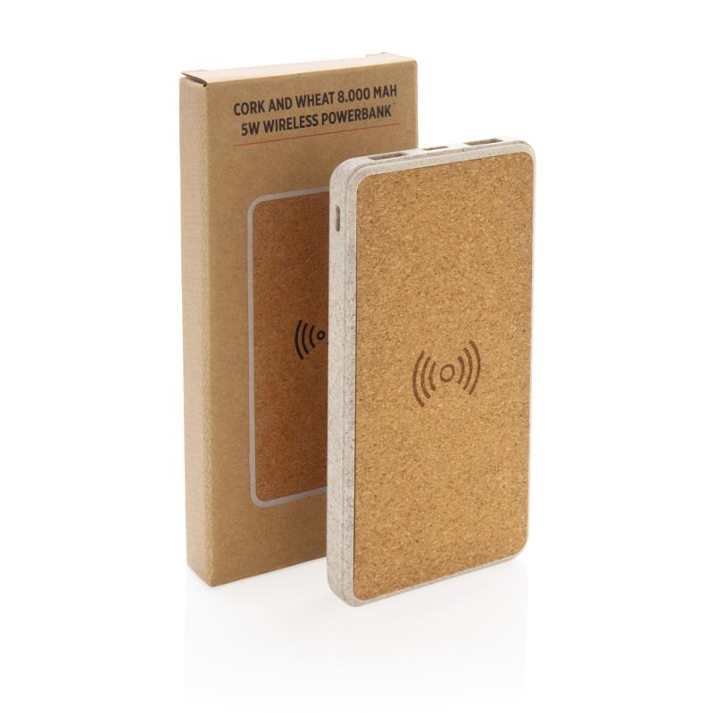 Bezdrôtová powerbanka z korku a pšenice 8 000 mAh 5W khaki 10