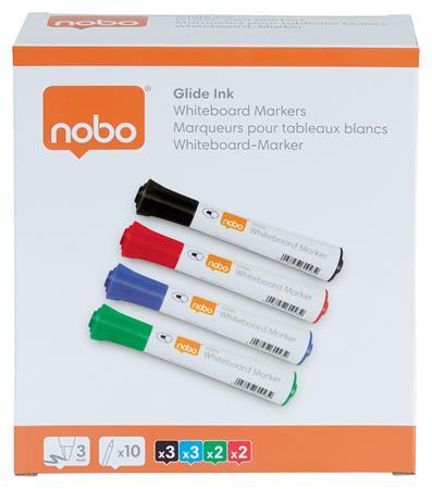 Popisovač na tabule, kužeľový hrot, 2 mm, 10 ks, NOBO "Glide", mix 2