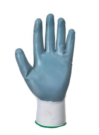 . Precízne montážne rukavice, nitrilové, veľkosť: M, „Flexo Grip“, sivé-biele 3