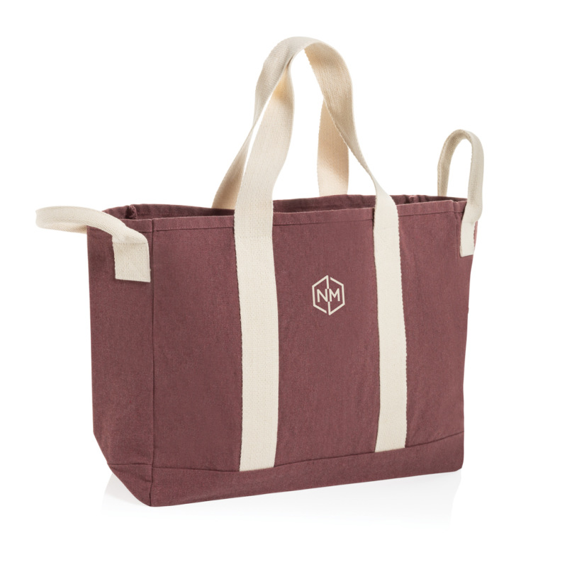 BEAU AWARE™ plážová taška recykl. plátno, bočné ucho maroon 3