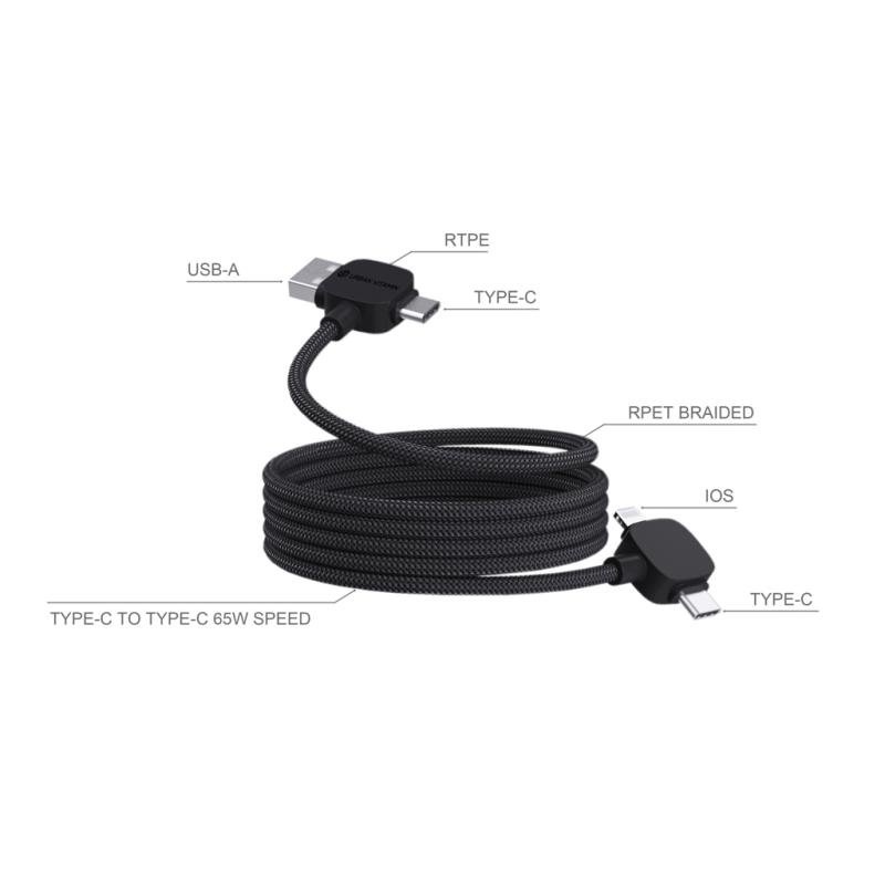 Magnetický kábel Urban Vitamin Stockton 65W z rec. TPE/PET čierna 3