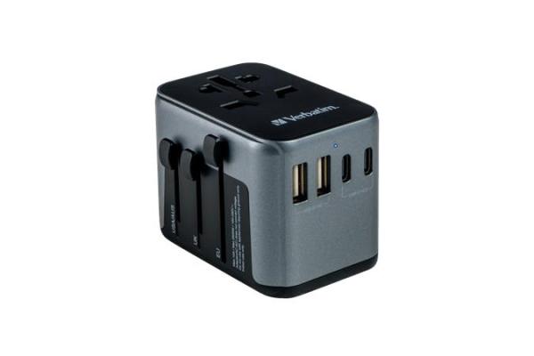 Cestovný adaptér, univerzálny, USB-A(QC 3.0)/USB-C(PD30W)2xUSB, VERBATIM "UTA-03" 1