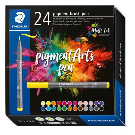 Fixka v tvare štetca, sada, STAEDTLER "Pigment brush 371", 24 rôznych farieb 1