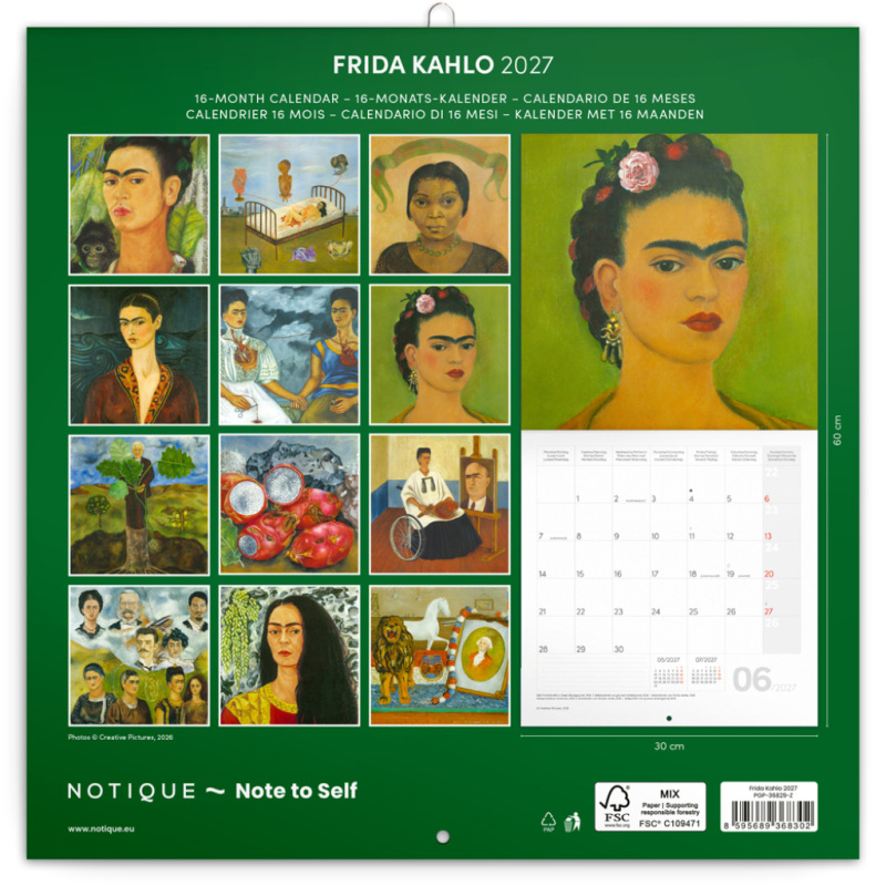 NOTIQUE Grid calendar Frida Kahlo 2027, 30 x 30 cm 14