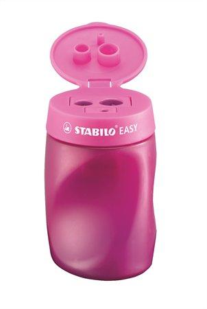 Strúhadlo, trojdierkové, so zásobníkom, pre pravákov, STABILO "Easy", ružové 1