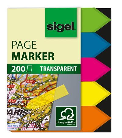 Záložky, plastové, 5x40 záložiek, 12x45 mm, SIGEL "Šípky", mix farieb