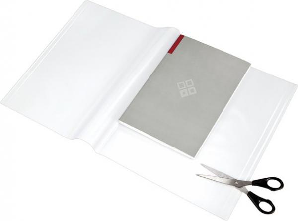 Obal na knihy, priehľadný, nastaviteľné okraje, samolepiaca páska, 550x310 mm, PANTA PLAST 1