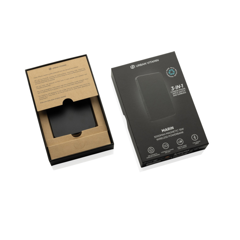 Urban Vitamin Marin 5000 mAh magnet. 15 W bezd. powerbanka čierna 2