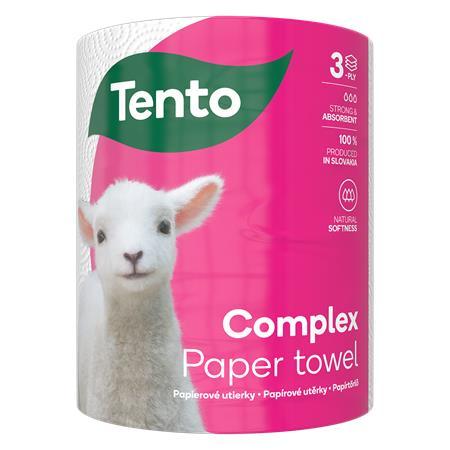 Papierové utierky, kotúčové, 3-vrstvové, 220 listov, TENTO "Complex", biela 1