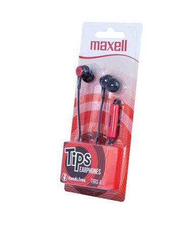 Slúchadlá, s mikrofónom, MAXELL "Tips", červená-čierna 3
