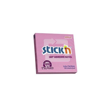 Samolepiaci poznámkový blok, 76x76 mm, 100 listov, STICK N, ružová 2