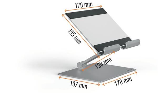 Stojan na tablet, stolový, DURABLE "RISE", strieborná 2