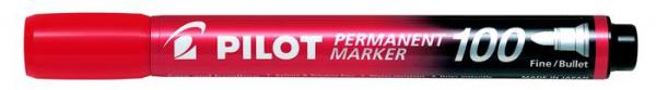 Permanentný popisovač, 1 mm, kužeľový, PILOT "Permanent Marker 100", červený 1