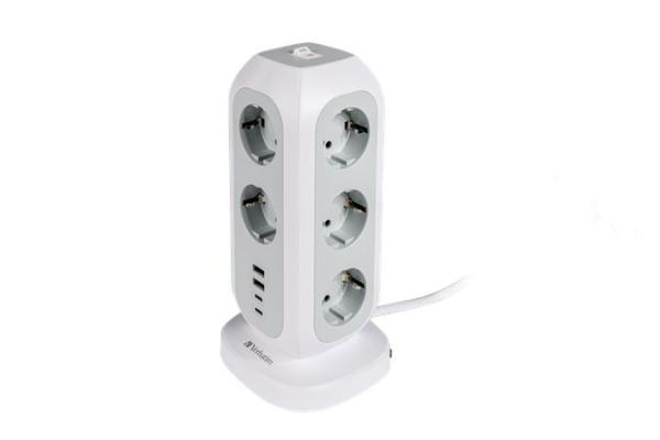 Predlžovací kábel, stojatý, 11 zásuviek, 2xUSB-A, 2xUSB-C, VERBATIM "EUPT-01"