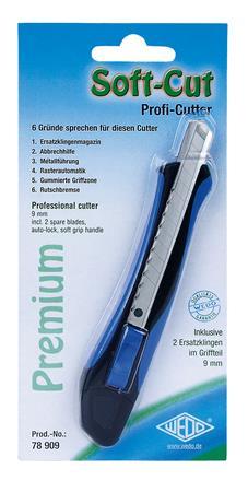 Univerzálny odlamovací nôž, 9 mm, WEDO "Soft-cut", modrá/čierna 2