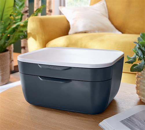 Zásuvkový box, plastový, 2 zásuvky, LEITZ "Cosy", zamatová sivá 3