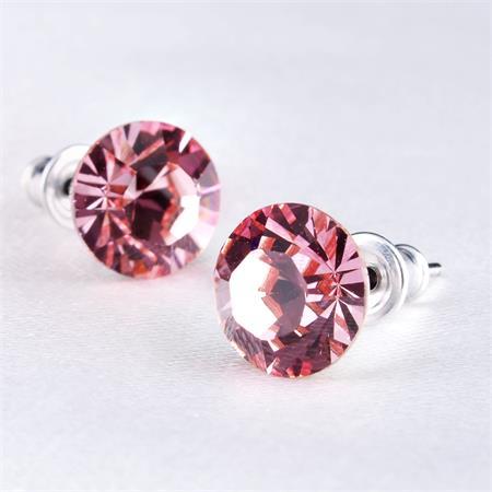 Náušnice, s ružovým krištáľom SWAROVSKI®, 8 mm, ART CRYSTELLA® 1