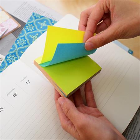 Samolepiaci poznámkový blok, 76x76 mm, 100 listov, STICK N, neónové farby 2
