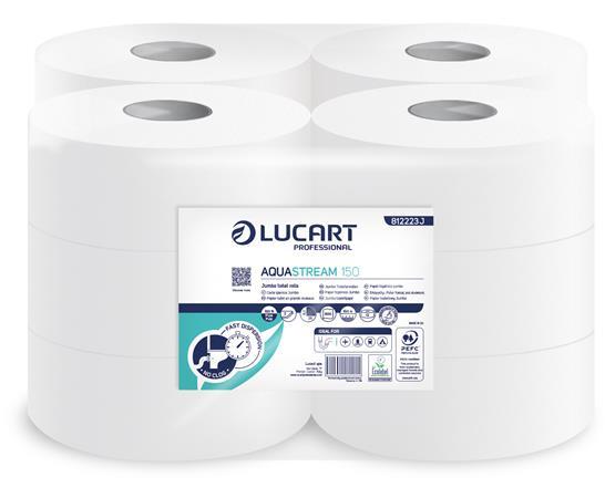 Toaletný papier, 2-vrstvový, maxi, 150 m, 19 cm priemer, LUCART "Aquastream 150", biela 1