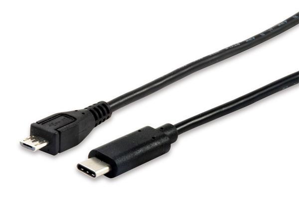 Prevodný kábel, USB-C-USB MicroB 2.0, 1m, EQUIP 1