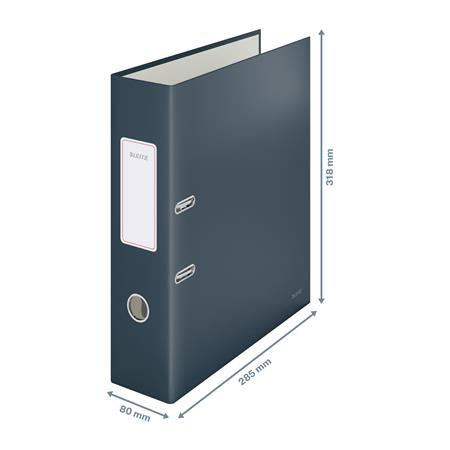 Pákový šanón, 80 mm, A4, kartón, 180°, LEITZ "Cosy Soft Touch", matná sivá 4