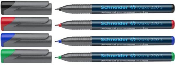Permanentný popisovač, sada, OHP, 0,4 mm, SCHNEIDER "Maxx 220 S", 4 rôzne farby 2