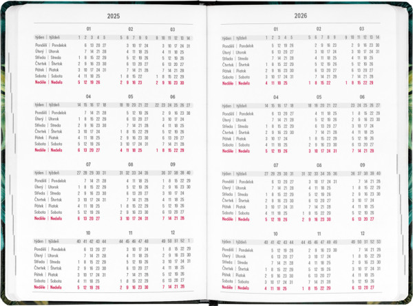 NOTIQUE 18-mesačný diár Petito – Monstera 2025/2026, 11 x 17 cm 2