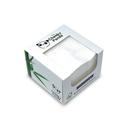 Servítky koktejlové, bambusové, 1/4 ohyb, 2-vrstvové, 25x25 cm, 100 ks, CHEEKY PANDA, biel 1