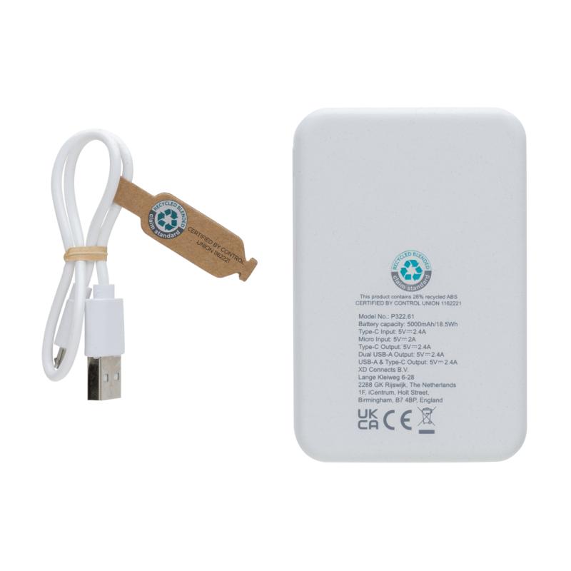 Powerbanka 5000 mAh z RCS recykl. plastu biela 4