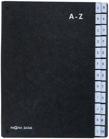 Rozraďovač, stolový, kartónový, A4, 24 priehradiek, A-Z, PAGNA "Classic", čierny