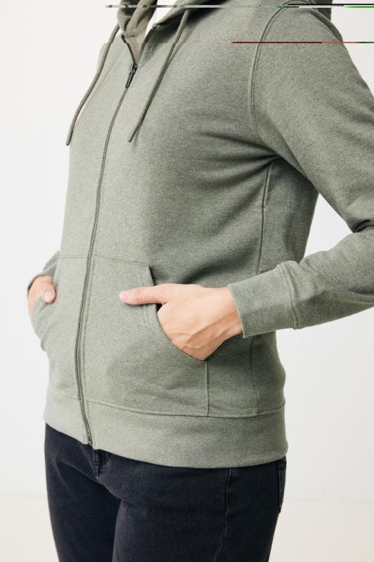 Mikina na zips s kapucňou IQONIQ Abisko z recykl. bavlny heather green XL 14