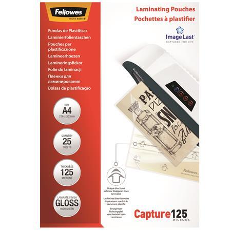 Laminovacia fólia, 125 mikr., A4, lesklá, 25 ks, FELLOWES 1