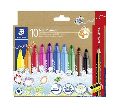 Fixky, sada, s grafitovou ceruzkou a gumou, 3 mm, trojhranné, STAEDTLER "Noris® jumbo 328" 1