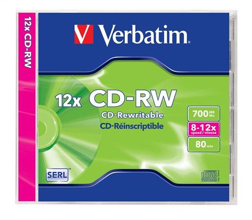 CD-RW disk, prepisovateľný, SERL, 700MB, 8-12x, 1 ks, klasický obal, VERBATIM 1