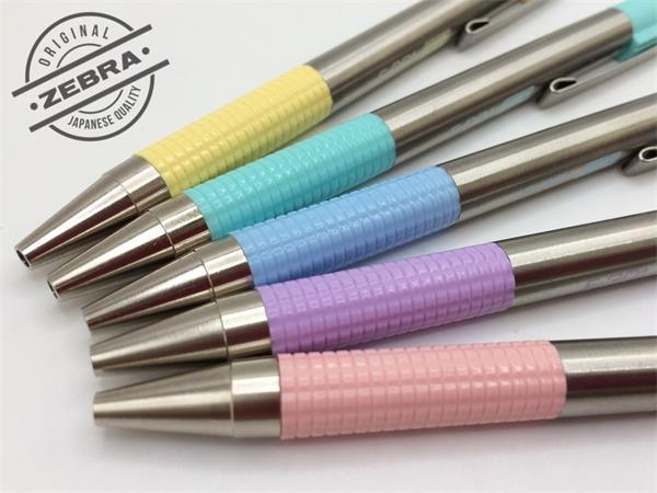 ZEBRA Guľôčkové pero, 0,24 mm, stláčací mechanizmus, nerezová oceľ, farba tela: pastelová modrá, 3