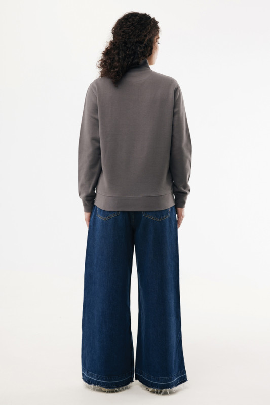 IQONIQ Elgon sveter s krátkym zipsom z recyklovanej bavlny antracitová XL 12