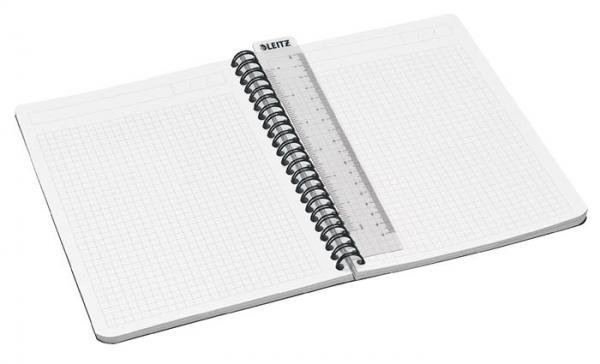 Blok, A5, štvorčekový, 90 listov, laminovaná kartónová obálka, LEITZ "Office", sivá-červen 2