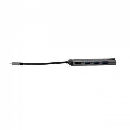 VERBATIM USB ethernetový sieťový adaptér s USB hubom, čítačka na SD karty, 4 porty, USB 3.0, USB-C, 3
