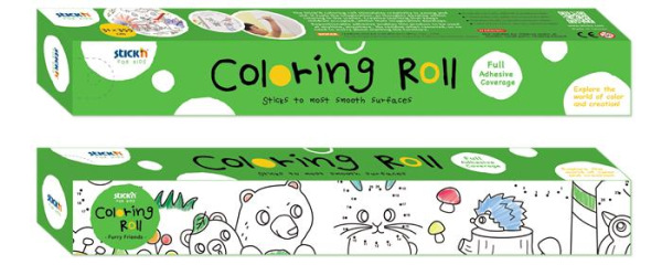 Omaľovávanka v kotúči, samolepiaca, 31x355 cm, STICK N, lesné zvieratká